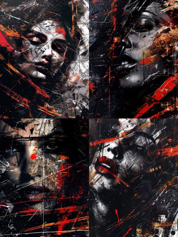 Dark Abstract Crimson Portraits