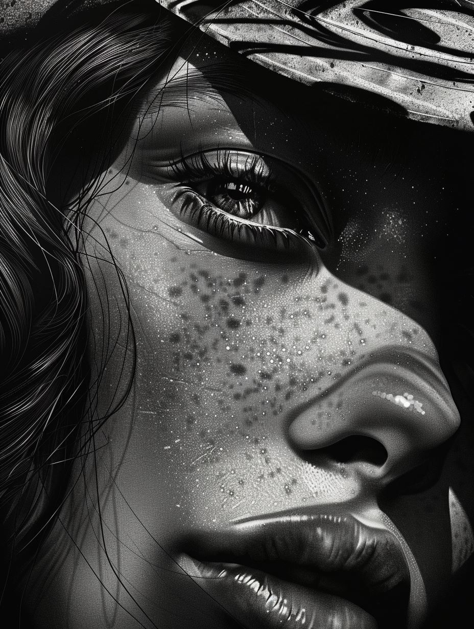 Surreal Monochrome Graphic Portrait - Image 2