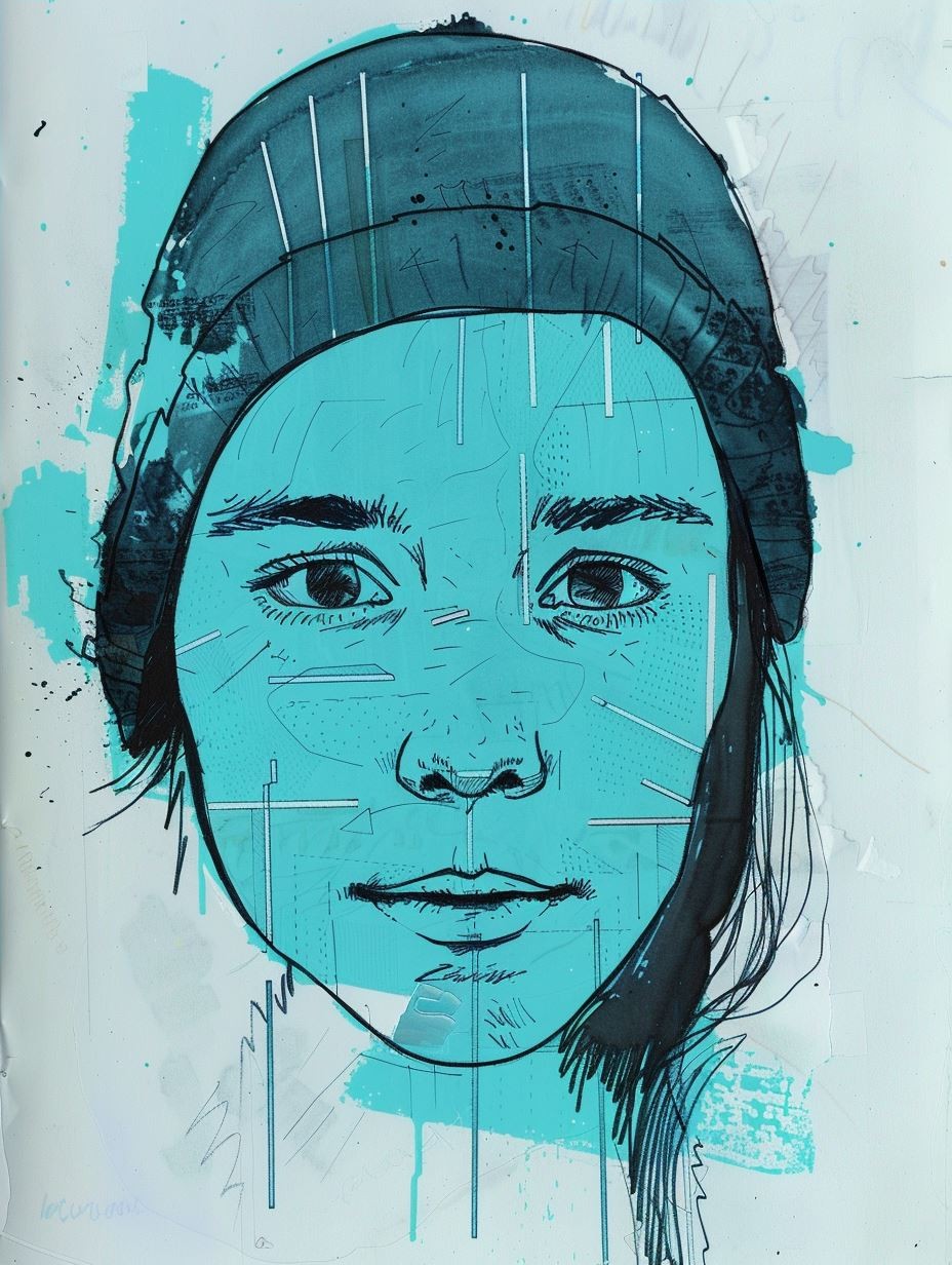 Cyan Surrealist Digital Portrait - Image 4