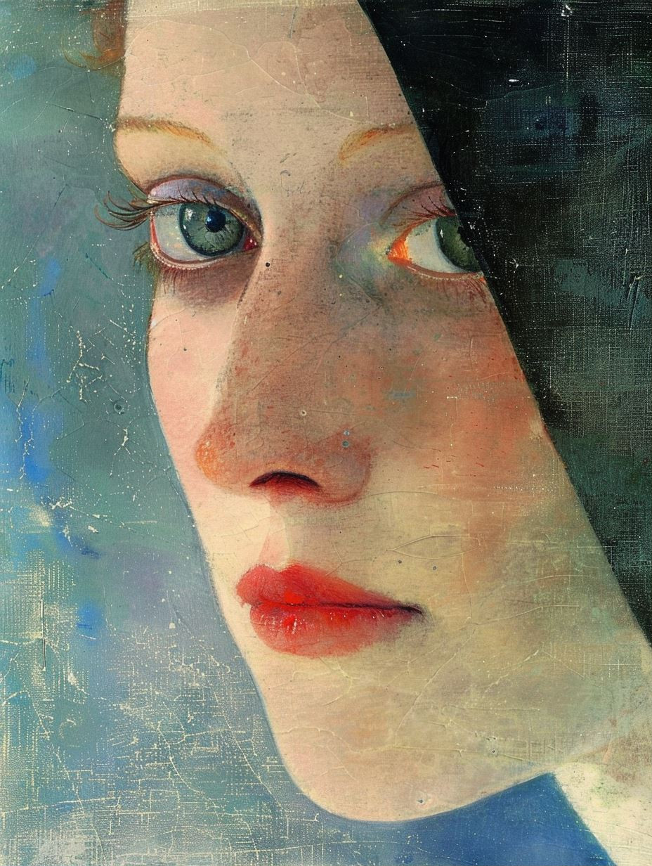 Ethereal Gaze in Distressed Oil - Image 1
