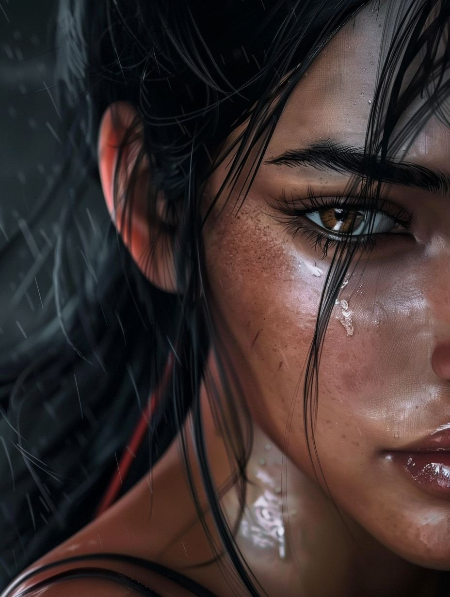 Rain-Drenched Cinematic Portrait