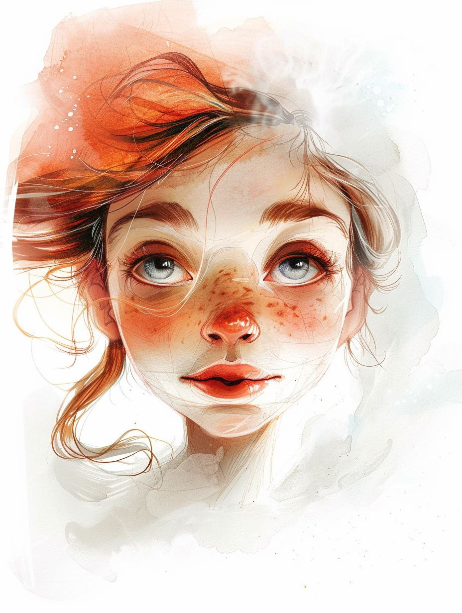 Ethereal Red-Haired Dreamer Portrait - Image 3