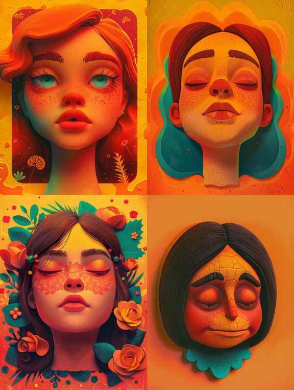 Vibrant Stylized Female Portrait Collection