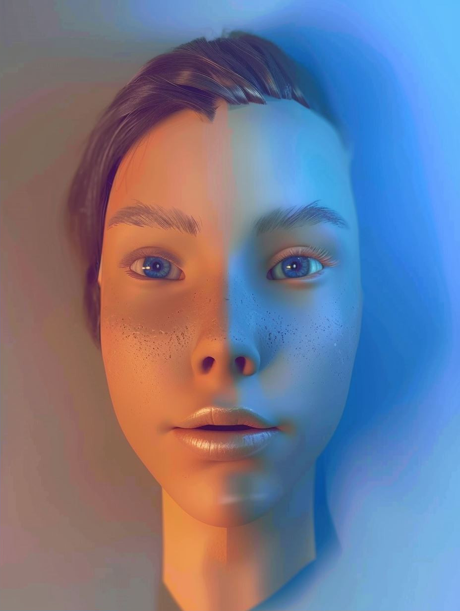 Neon Dreams: Digital Portrait Study - Image 2
