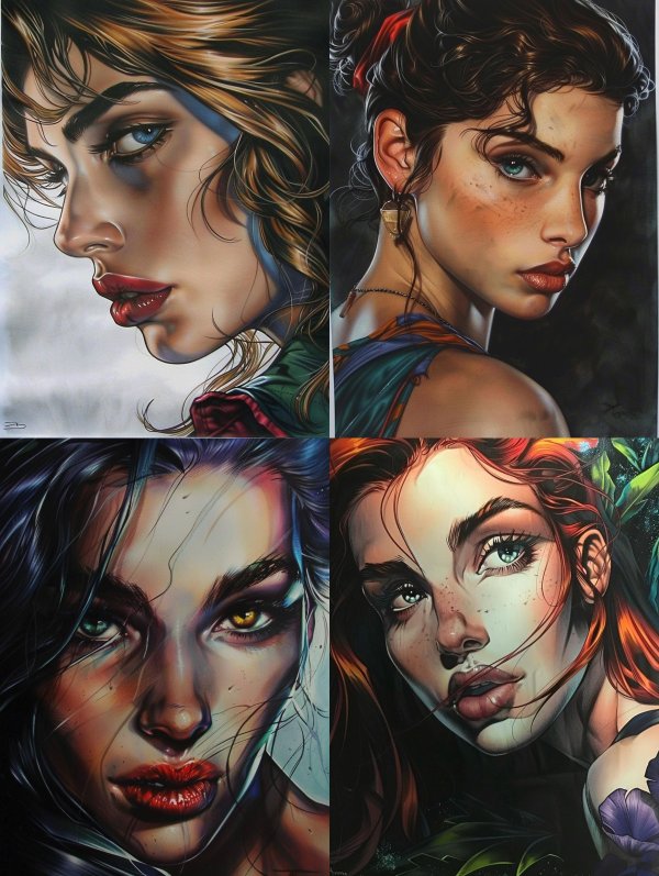 Ethereal Gazes: A Quartet of Hyper-Realistic Portraits