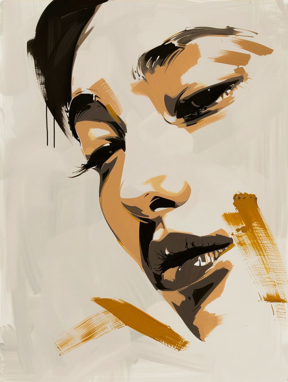 Golden Ochre Expressive Portrait - Image 3