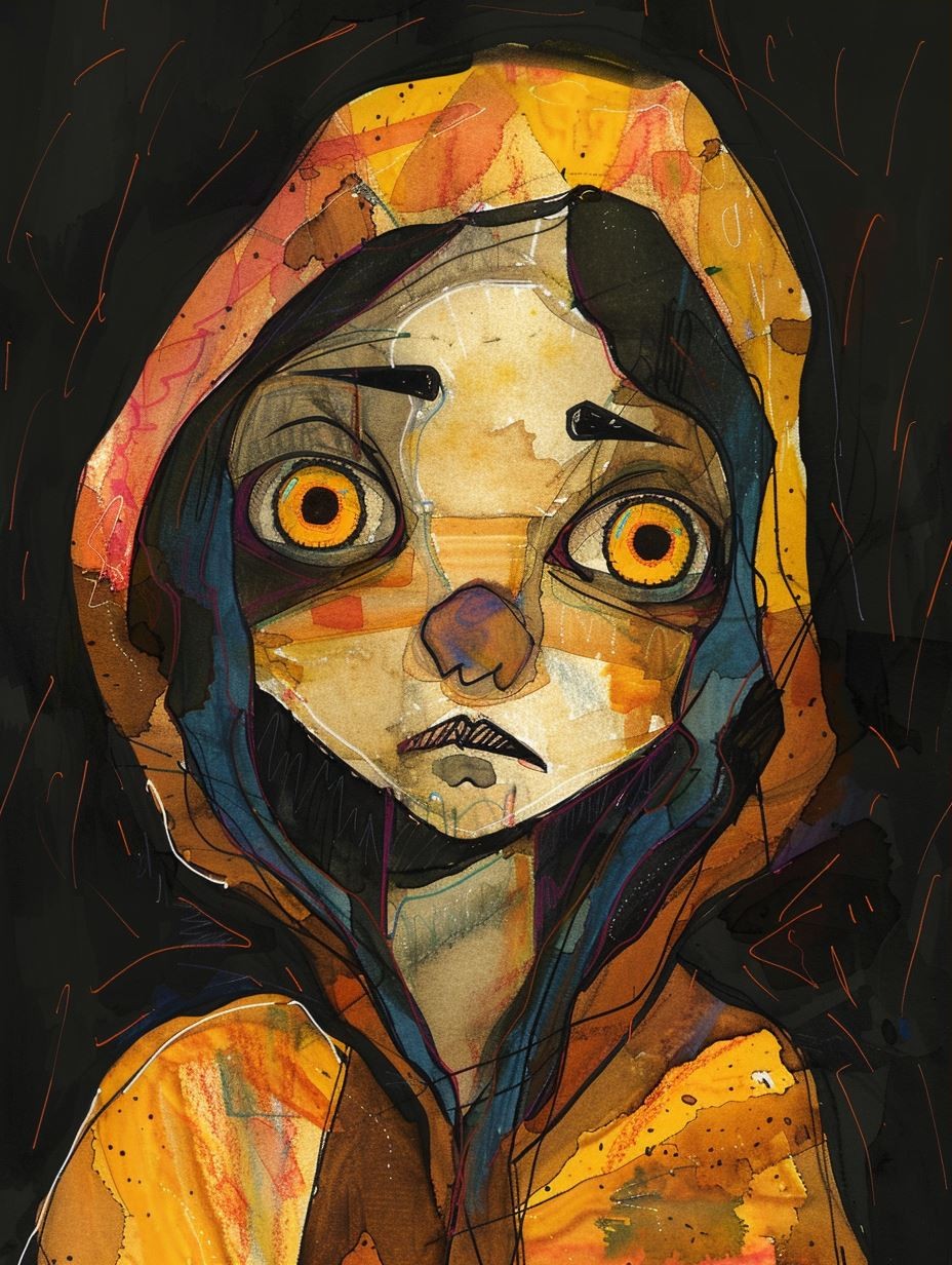 Melancholy Ink and Ochre Portrait - Image 3