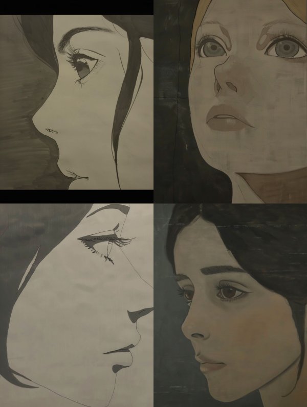 Melancholic Ink Wash Portrait