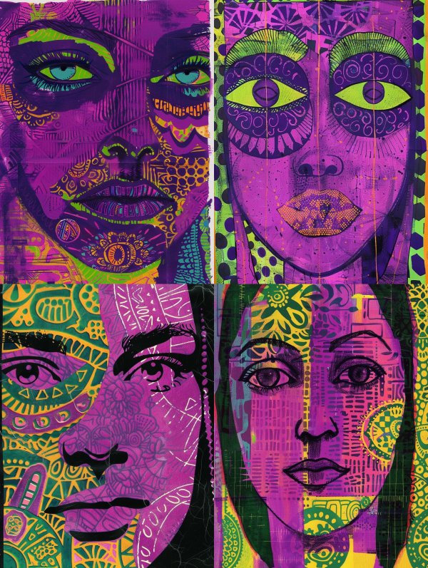 Vibrant Psychedelic Portrait Collage