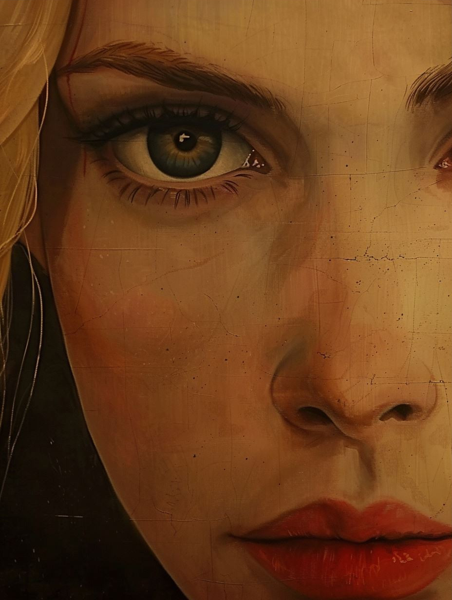 Melancholic Gaze in Crimson Shadows - Image 3