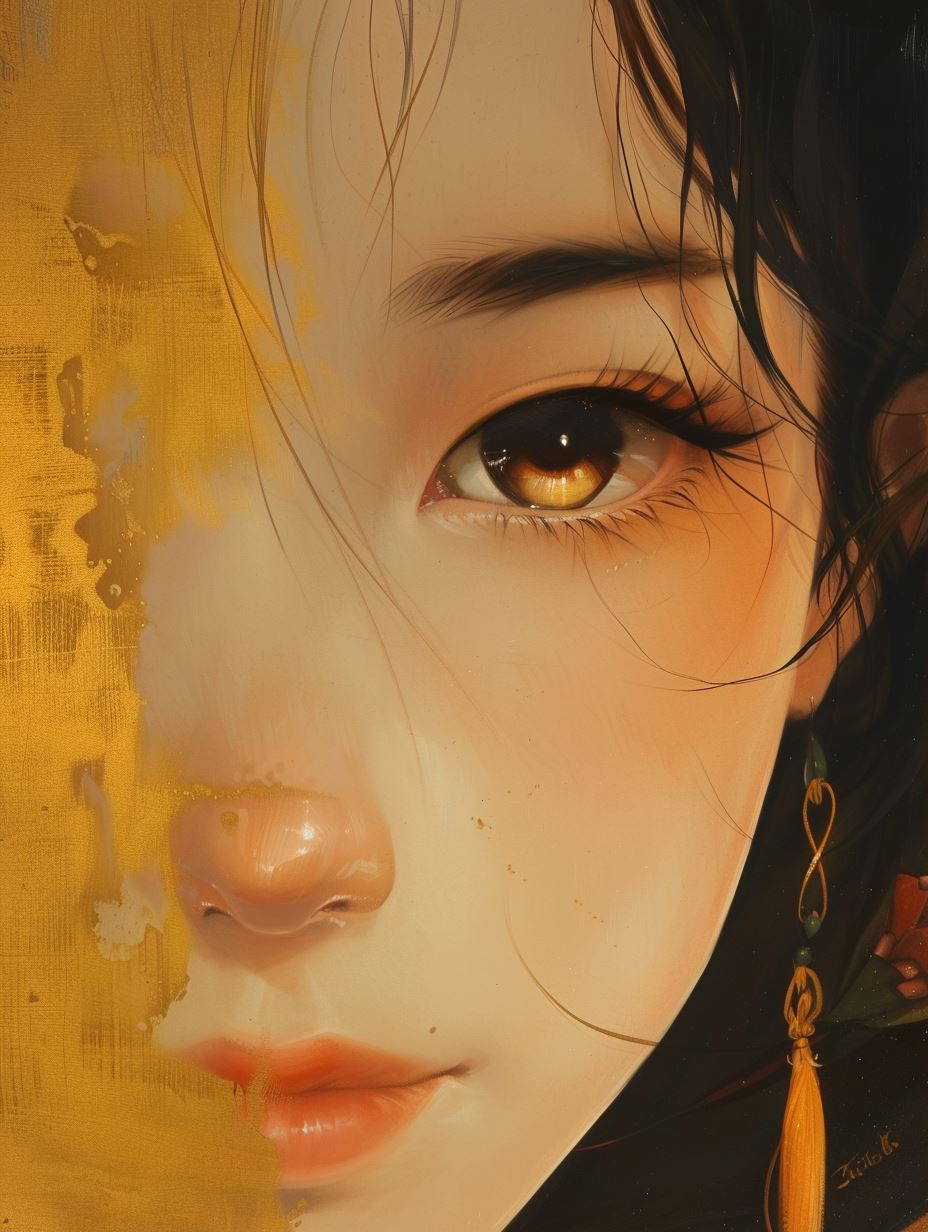 Golden Veil Ethereal Portrait