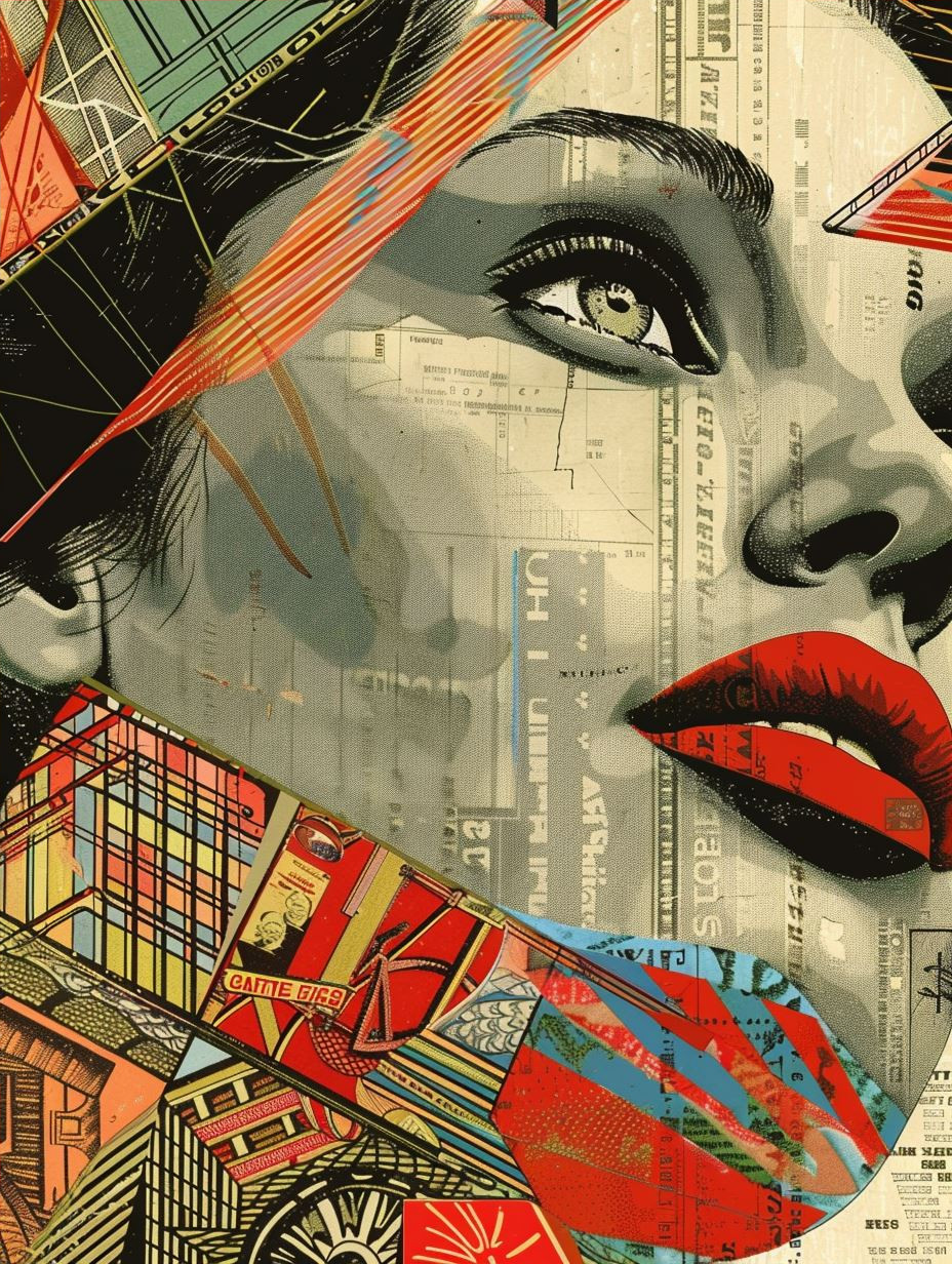 Vintage Newspaper Collage Portrait - Image 4