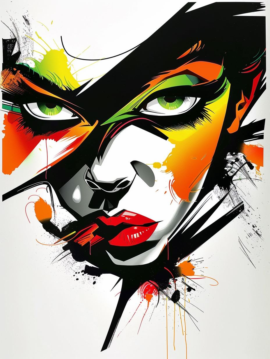 Vibrant Geometric Pop Art Portrait - Image 3