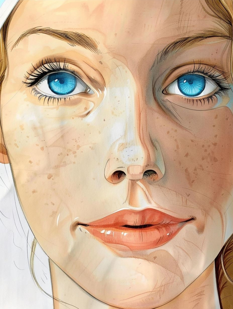 Azure Gaze: Digital Portrait Studies - Image 3