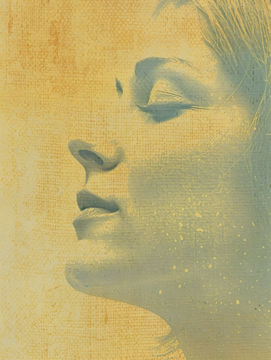Ethereal Gaze in Ochre Hues - Image 1