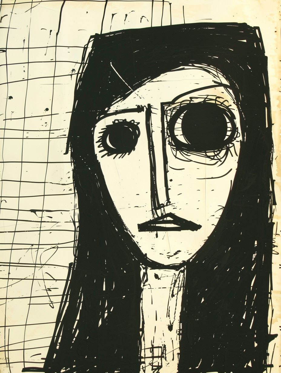 Melancholy Ink Expressionism Portrait
