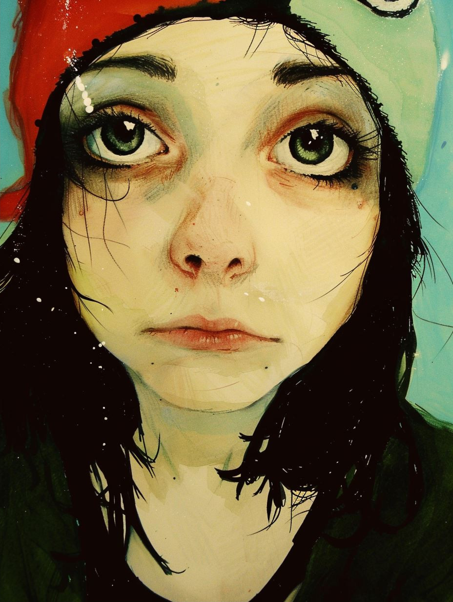 Melancholy Gaze in Dark Shadows - Image 2