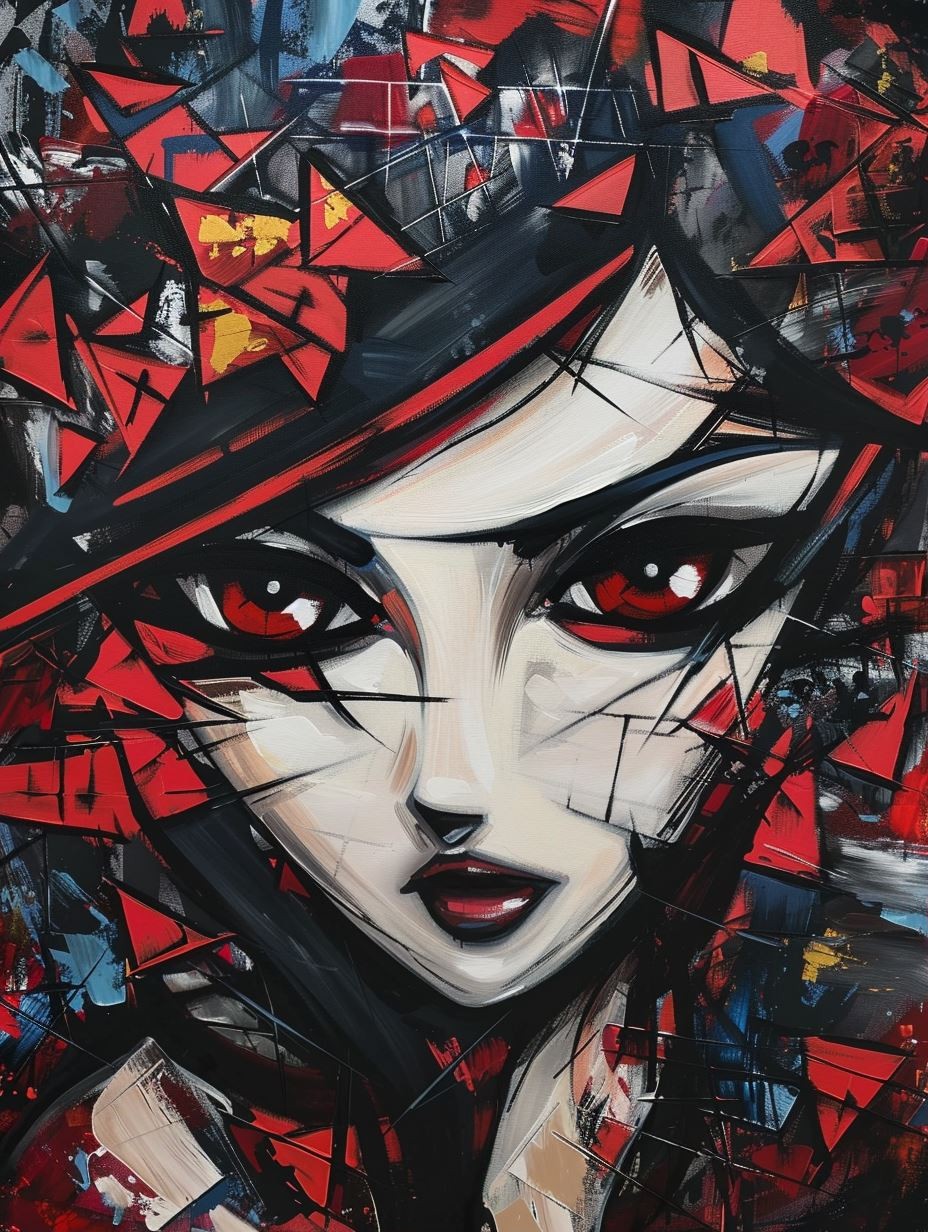 Fragmented Crimson Soul Portrait