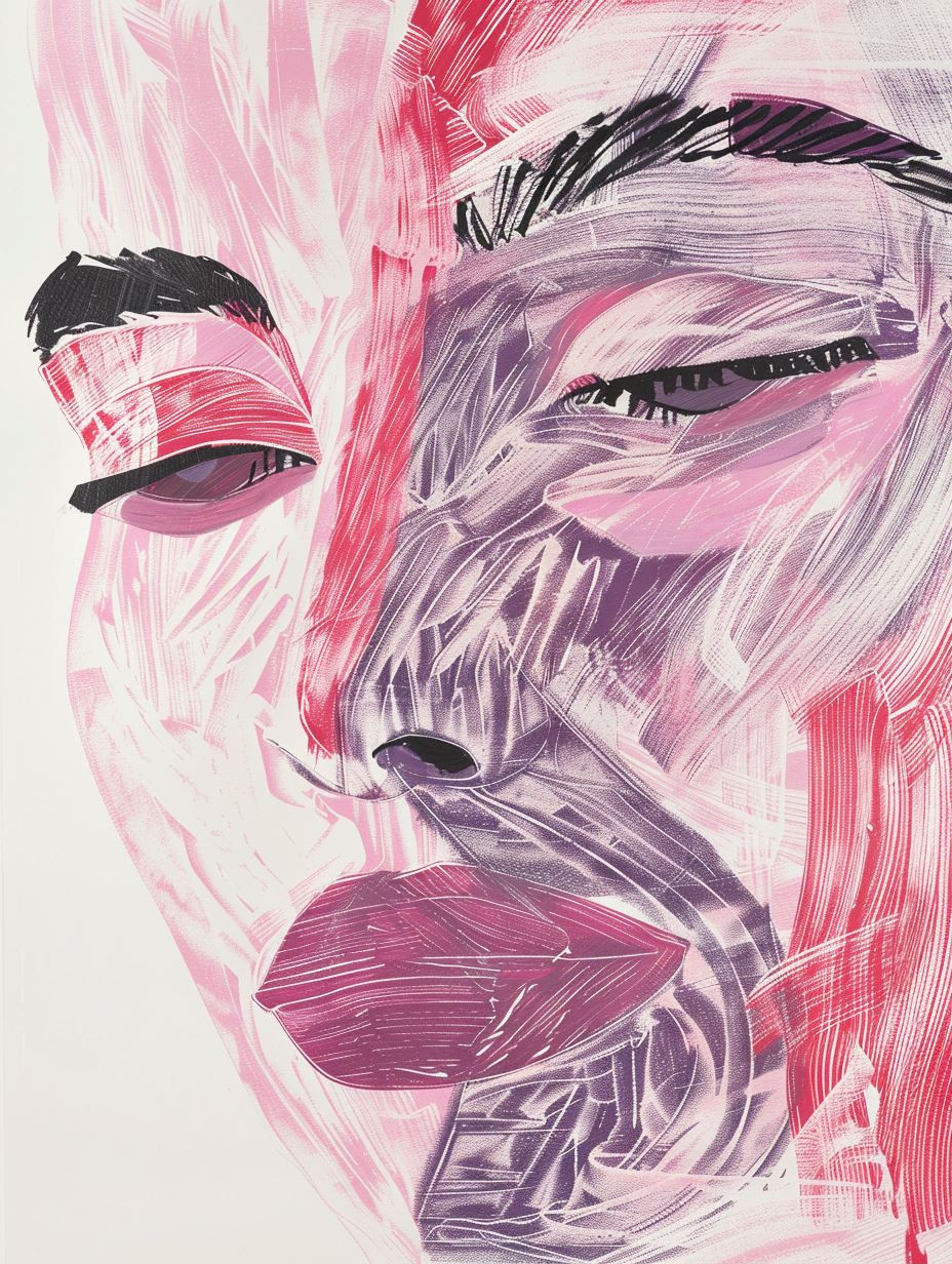 Fragmented Portraits in Magenta Hues - Image 1