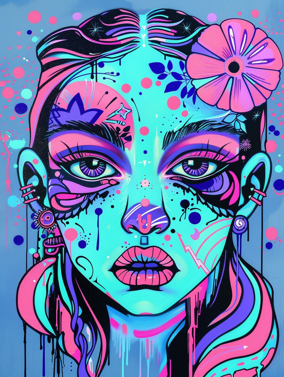 Neon Dreams: Psychedelic Portrait Series - Image 1