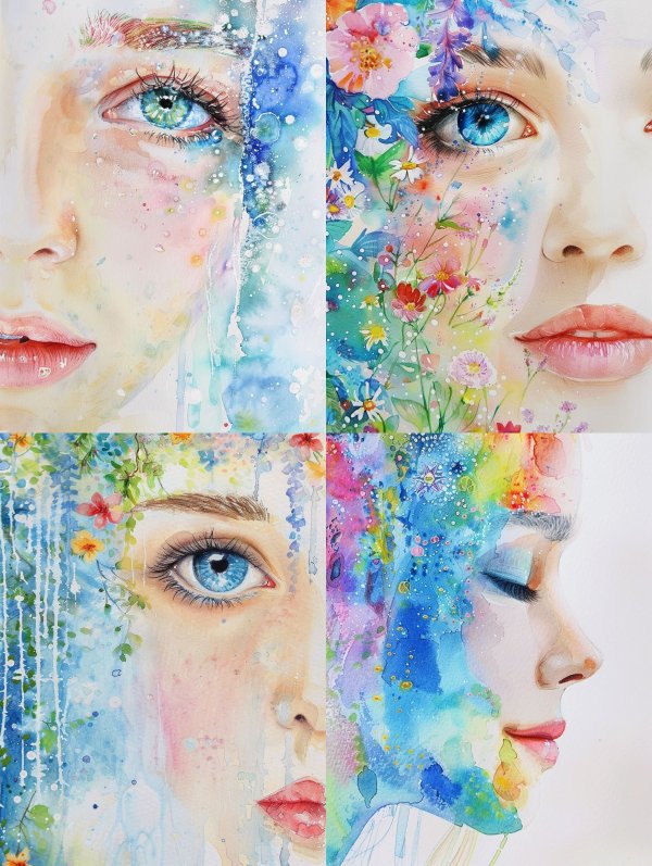 Ethereal Watercolor Gaze 2