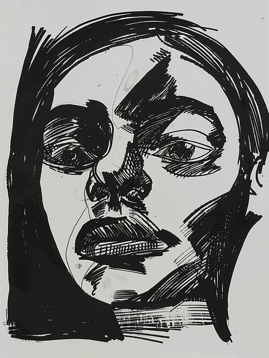 Amber Linocut Portrait - Image 2
