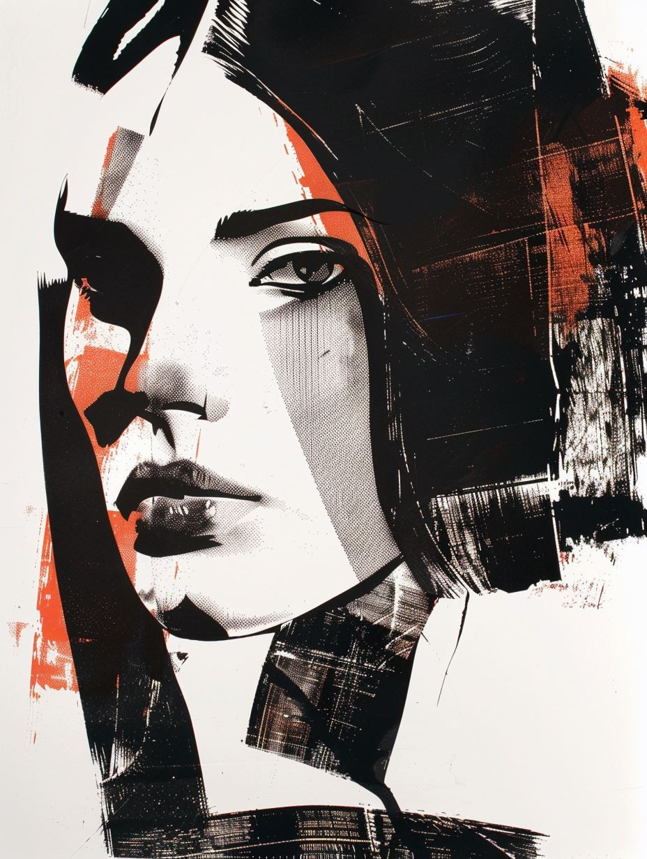 Bold Crimson Abstract Portraits - Image 4