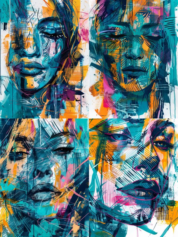 Fragmented Souls in Neon Hue