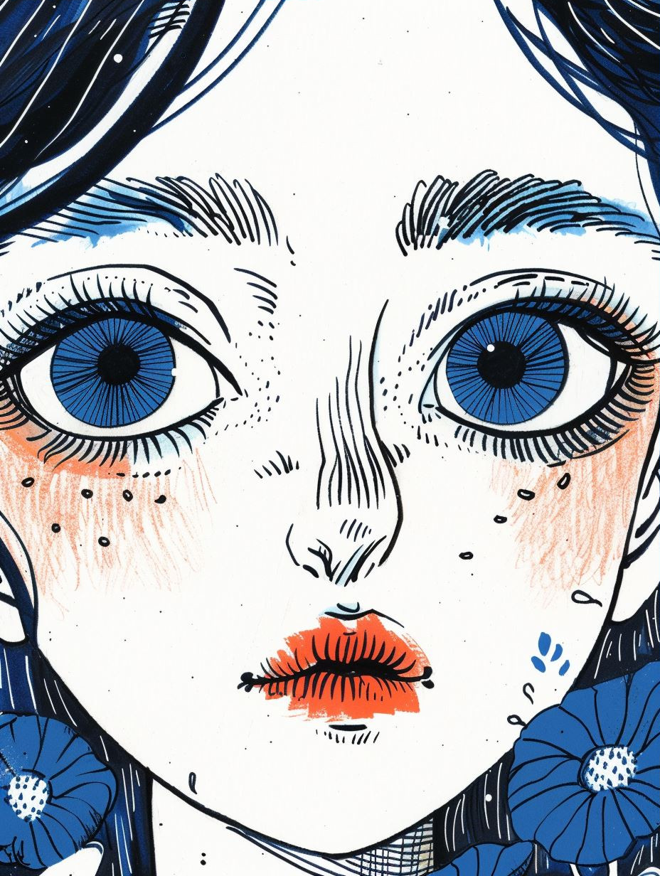 Electric Blue Ink Portrait - Image 3