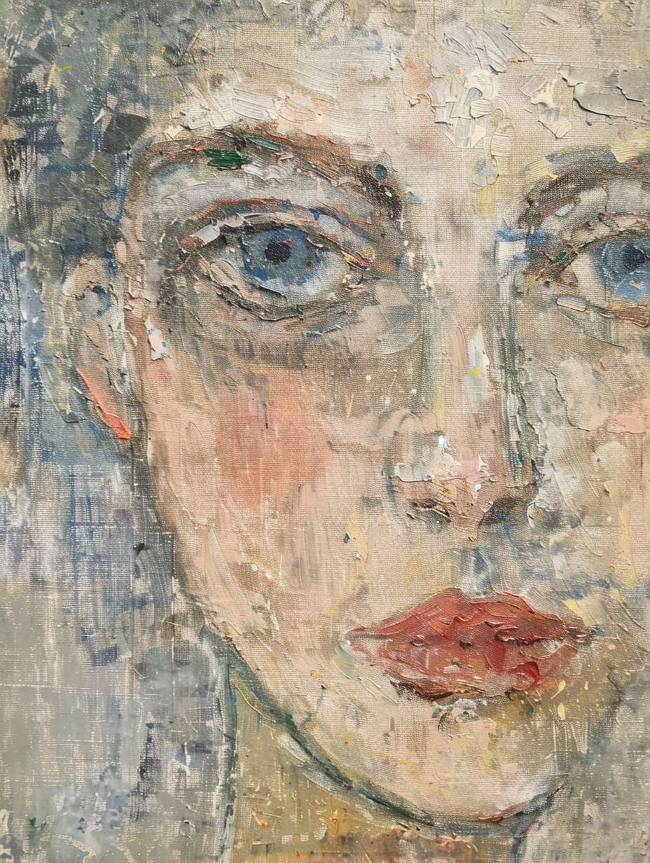 Textured Impressionist Portrait Study - Image 3