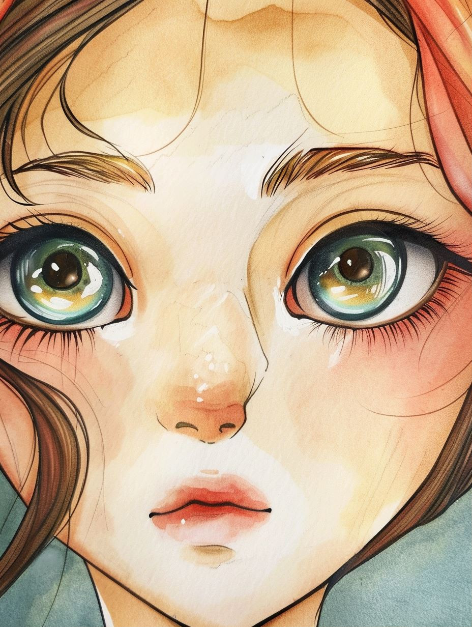 Ethereal Gazes: A Watercolor Portrait Series - Image 1