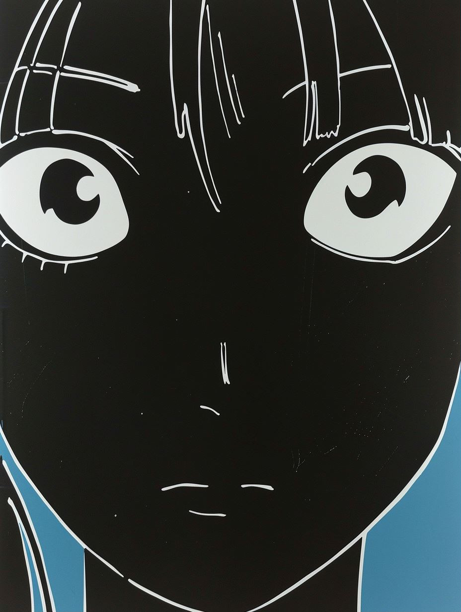 Minimalist Noir Anime Portrait
