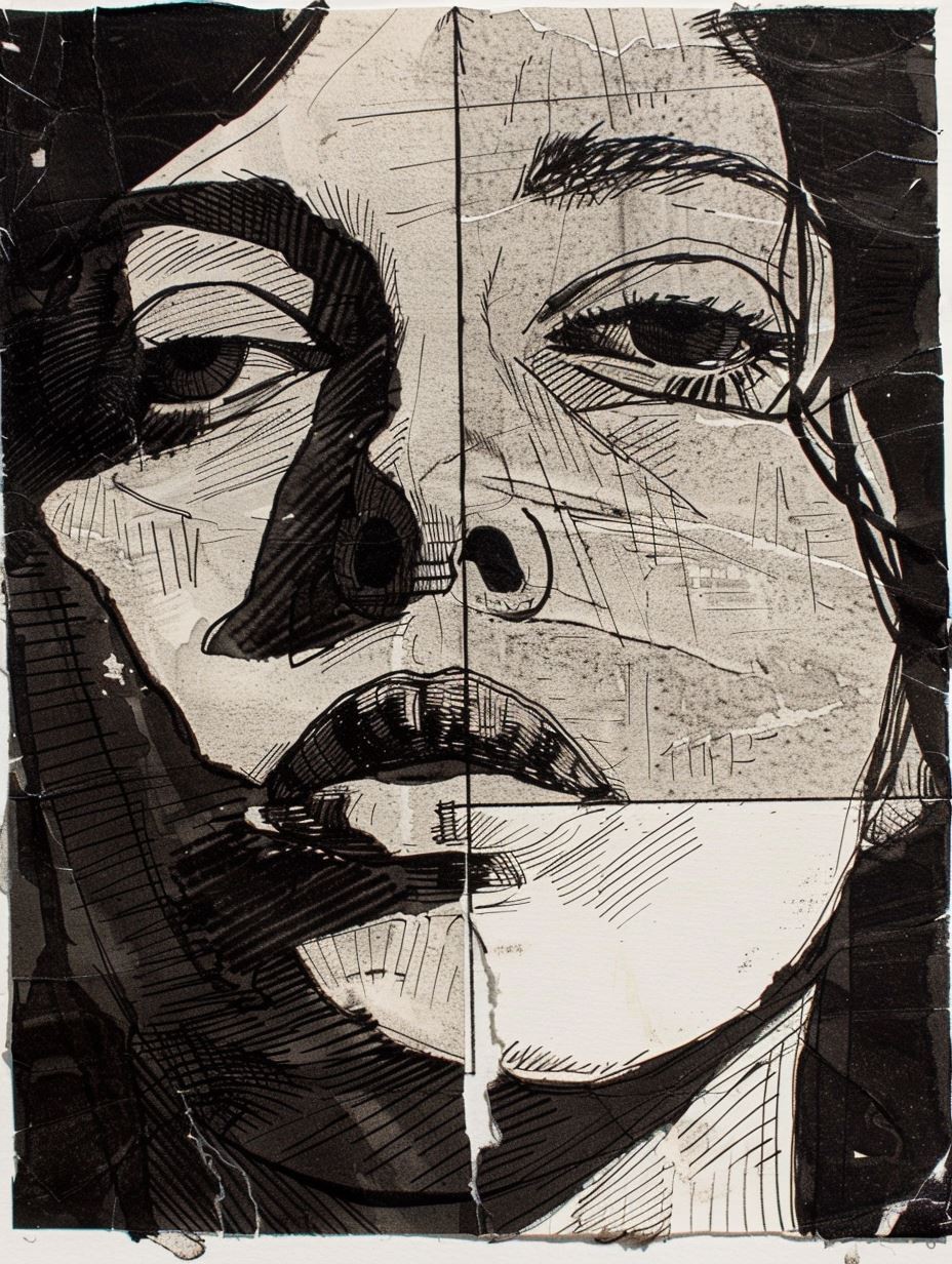 Fragmented Ink Portrait Study