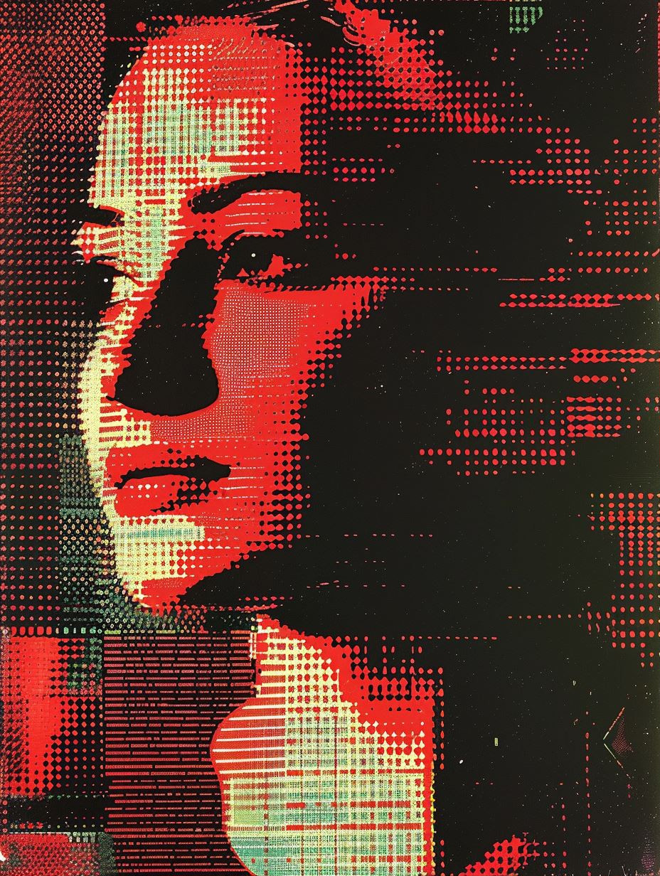 Digital Glitch Halftone Portrait - Image 1
