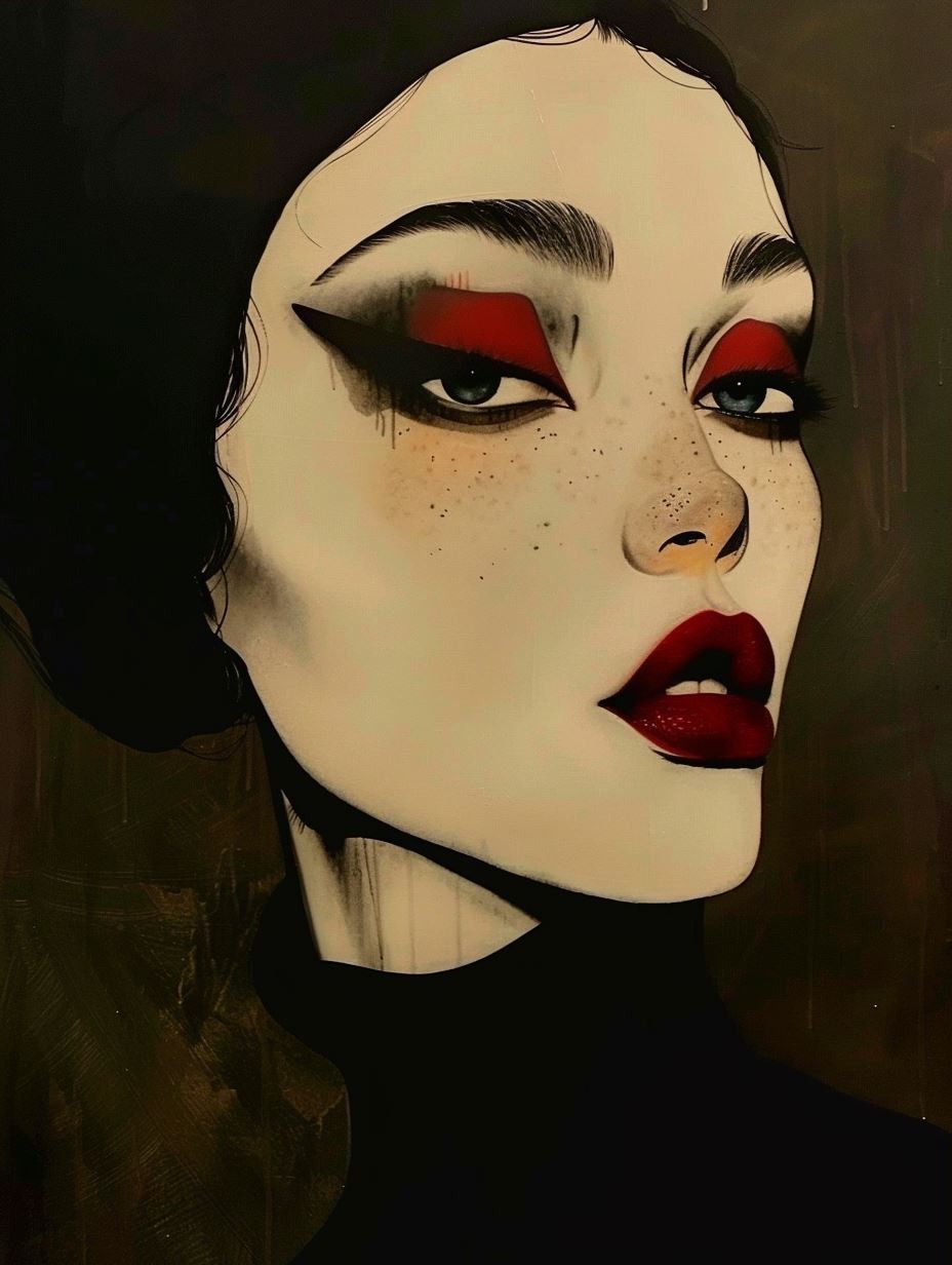 Noir Elegance in Crimson Contrast - Image 3