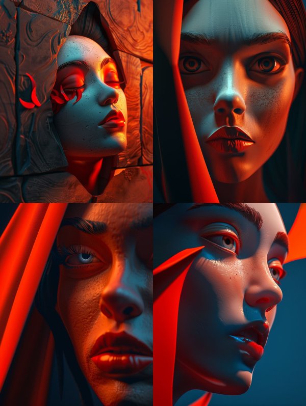 Crimson Shadows Cinematic Portrait