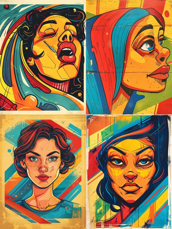Vibrant Visions: Pop Art Portrait Quartet
