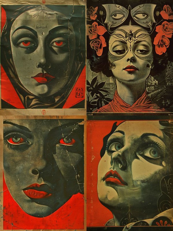 Crimson Gaze Vintage Noir