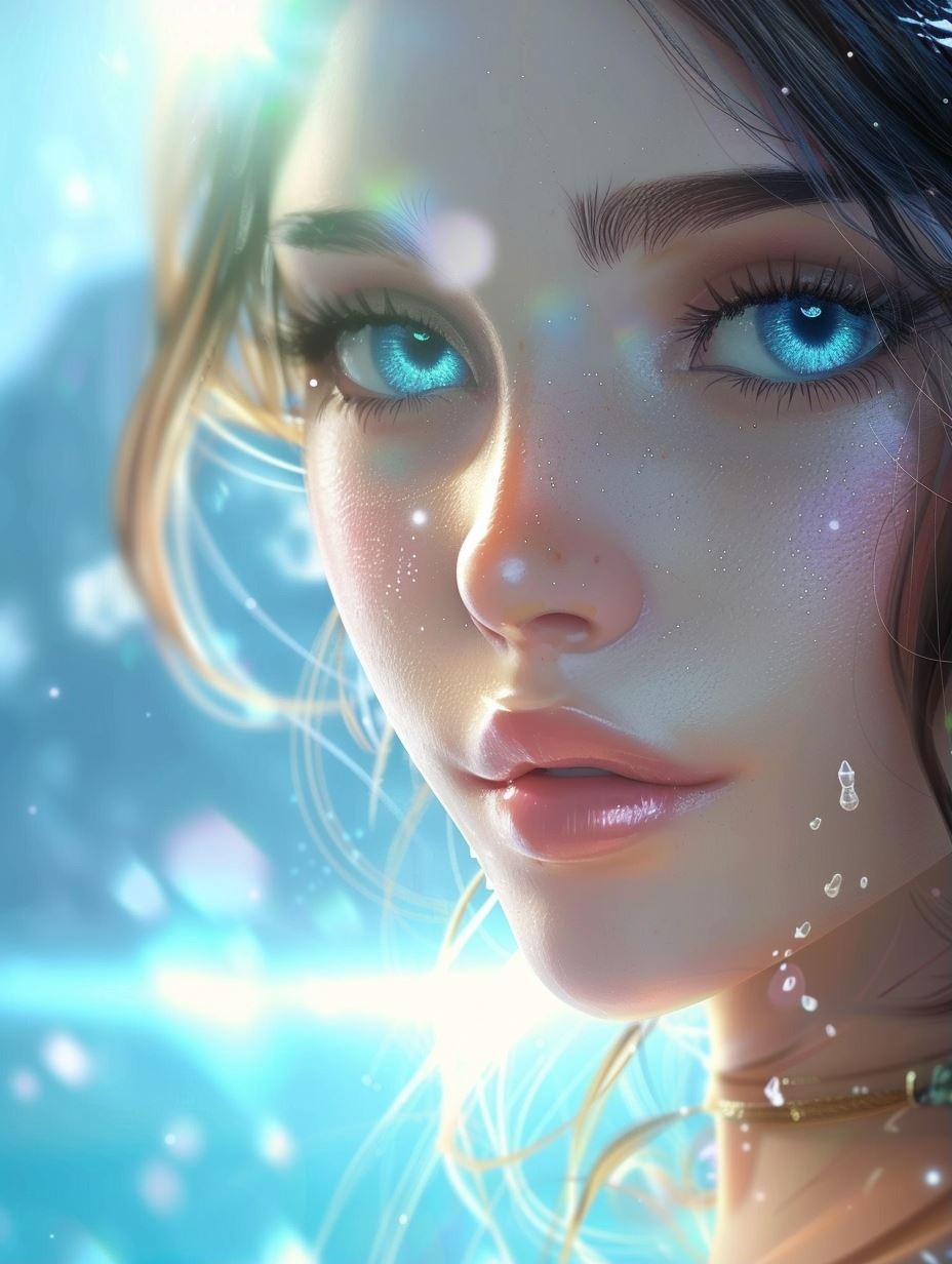 Ethereal Glow of Azure Eyes - Image 1