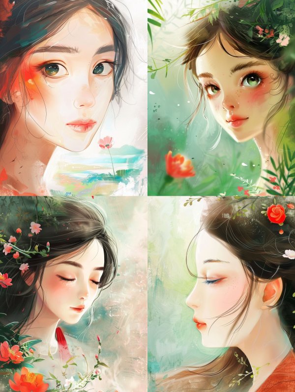 Ethereal Blooms: A Digital Portrait Series