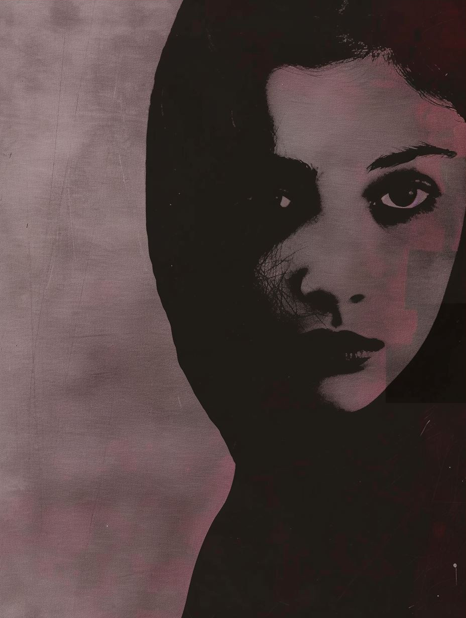 Crimson Veil Shadow Portrait - Image 3