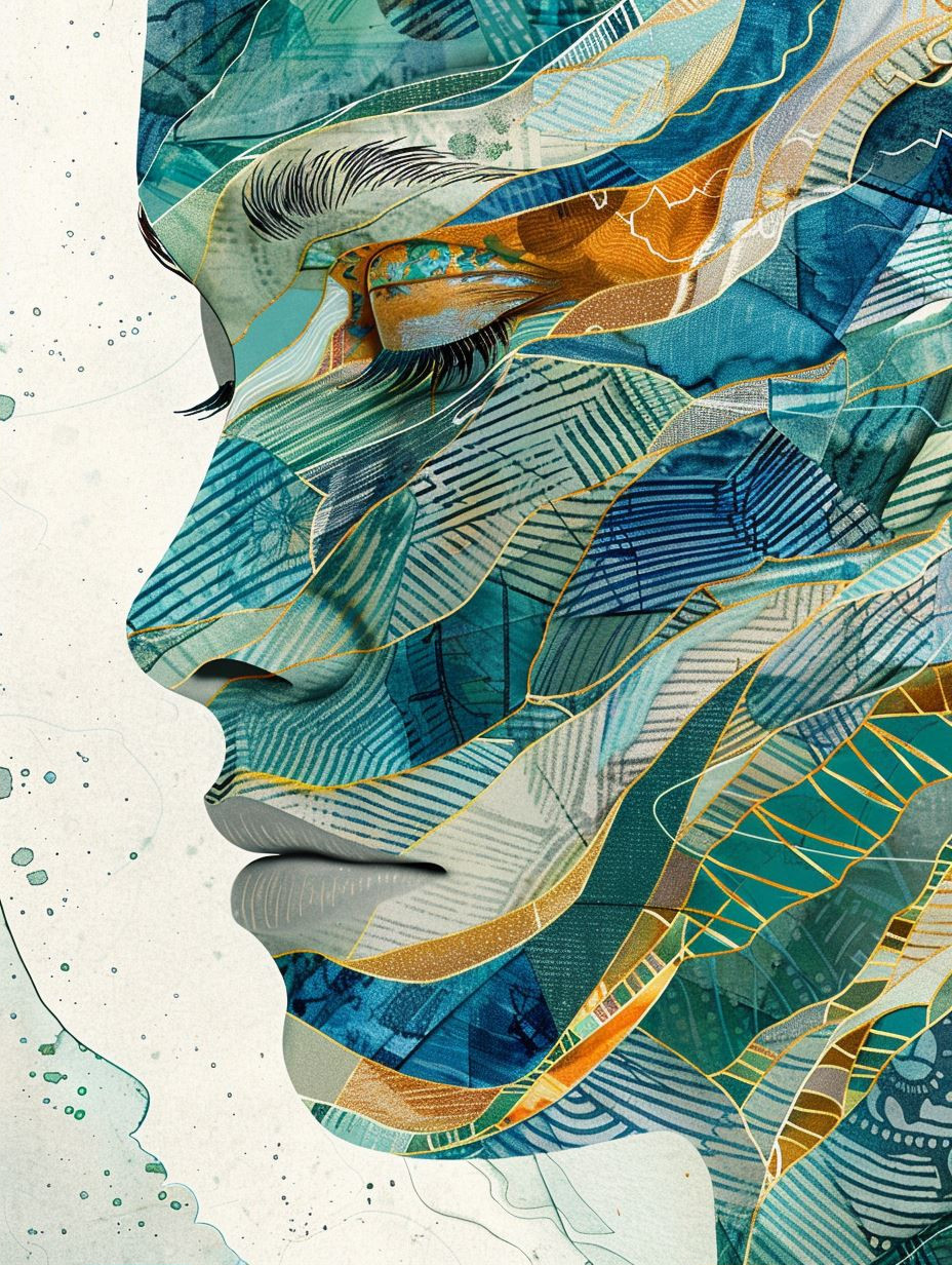Fragmented Azure Geometric Portrait - Image 2