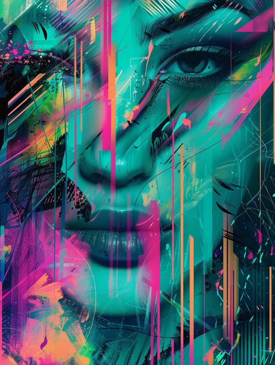 Neon Fragmented Digital Portrait - Image 3