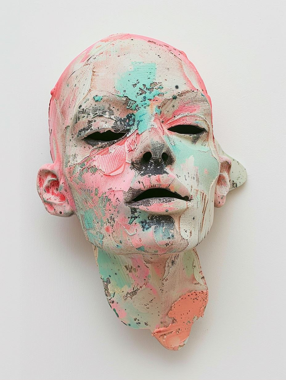 Fragmented Pastel Sculptural Mask