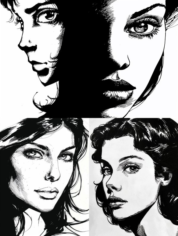 Shadows and Soul: Ink Portrait Study