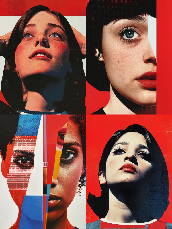 Bold Crimson Pop Art Portraits