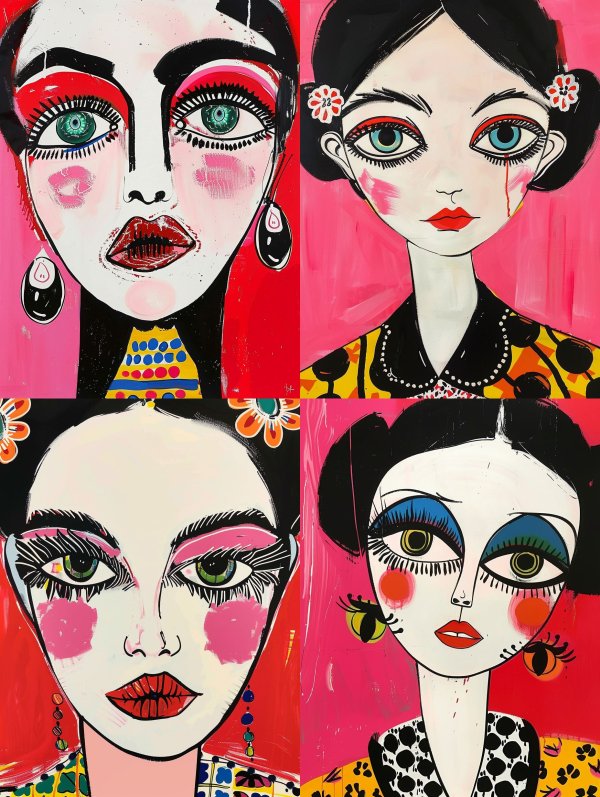Whimsical Modernist Female Portraits