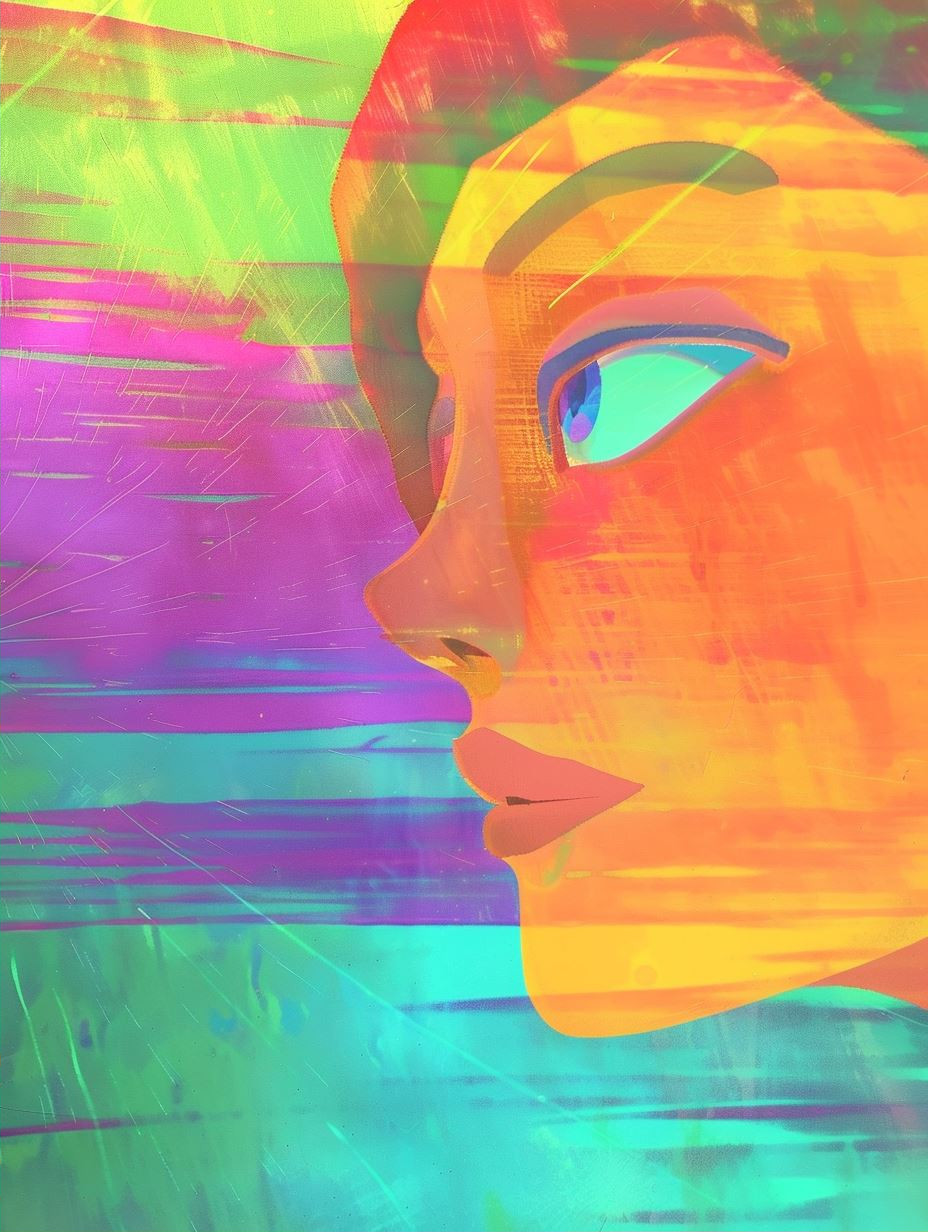 Neon Dreams Digital Portrait Collage - Image 2