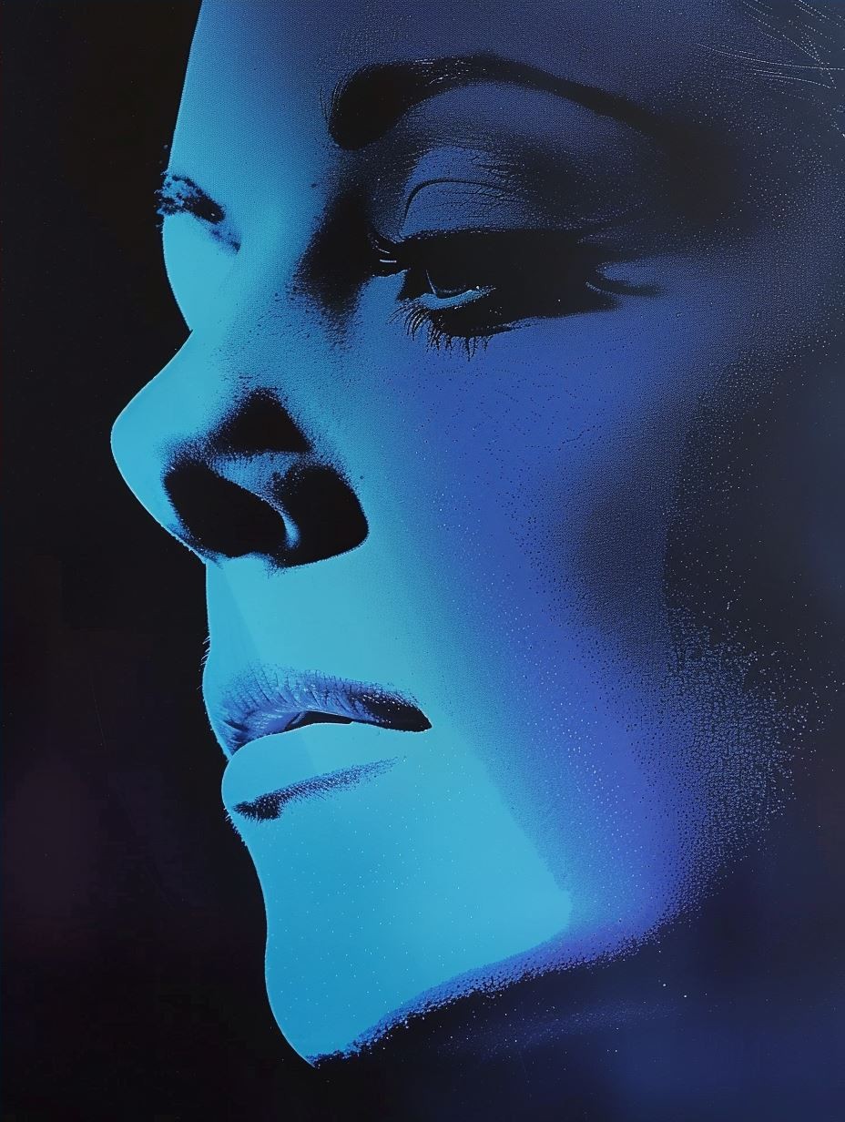 Neon Cyan Nocturnal Portrait - Image 4