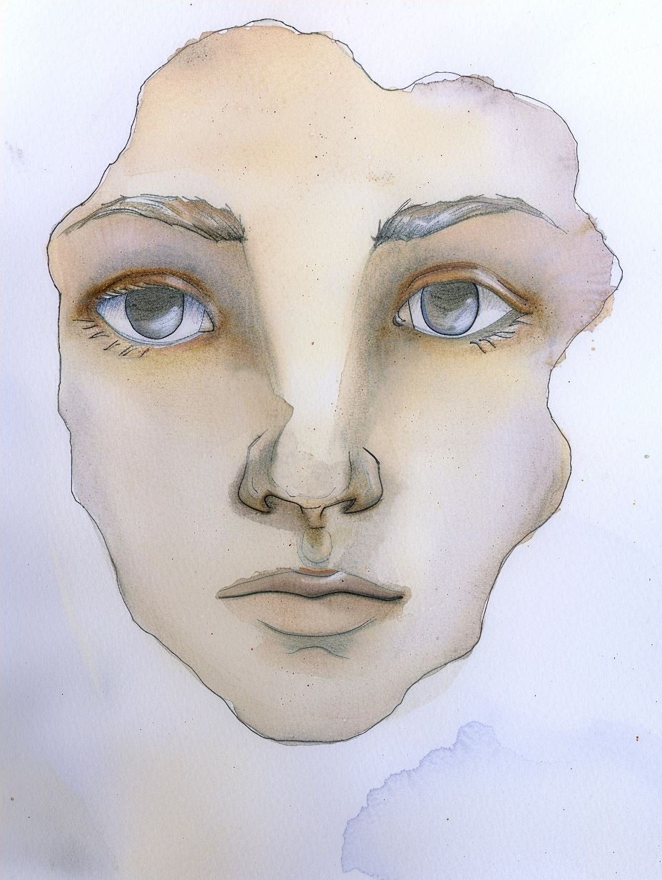 Ethereal Gaze: Watercolor Portrait Studies - Image 4